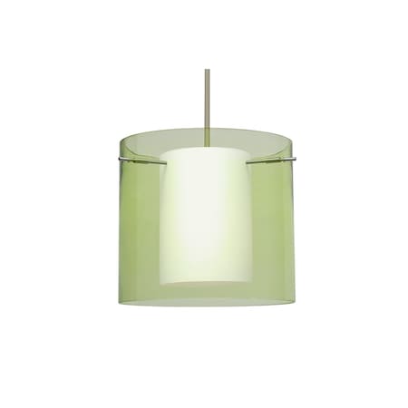 Besa Lighting Pahu 12 Stem Pendant, Trans. Olive/Opal, Satin Nickel Finish, 1x100W Incandescent 1TT-L18407-SN